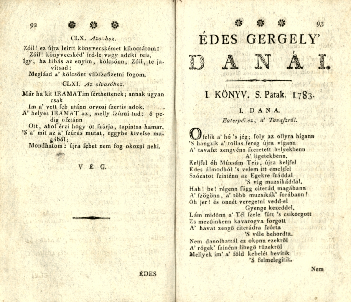 Édes Gergely' íramati és danái, 1803