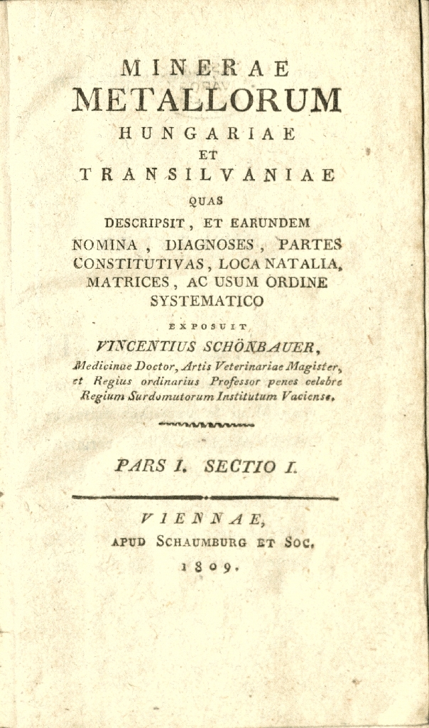 Schonbauer: Minerae metallorum Hungariae et Transilvaniae, 1809