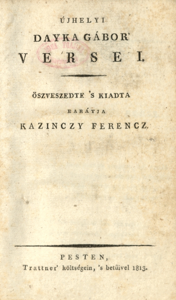 Dayka Gábor' versei, 1813