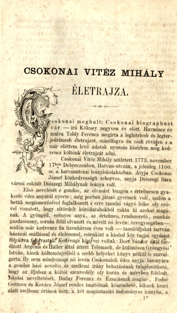 Csokonai album, 1861