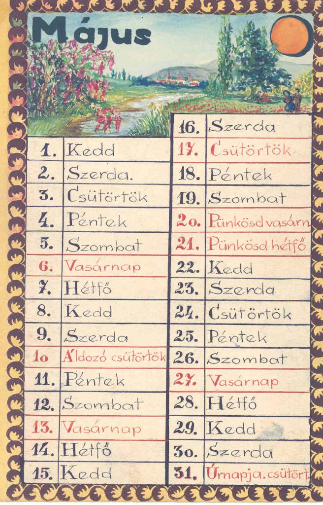 Szappanos István (1923-1999) édesanyjának rajzolt naptára 1945. május