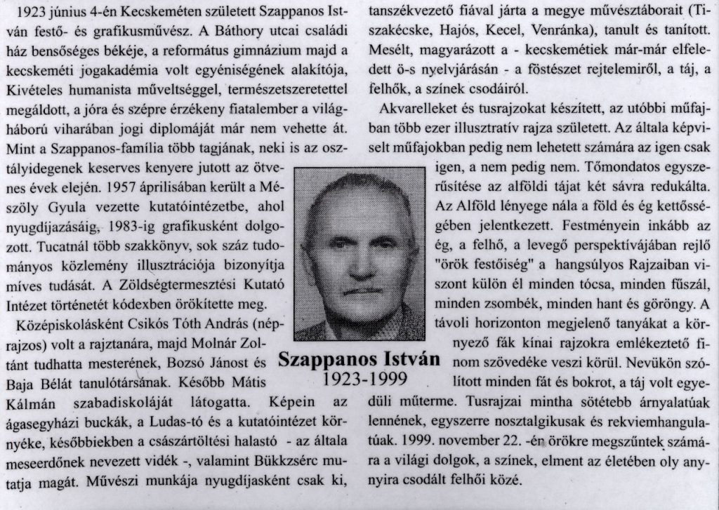 Szappanos István, 1923-1999 In: Köztér. - 2. évf. 12. sz. (1999. dec.), p. 14.