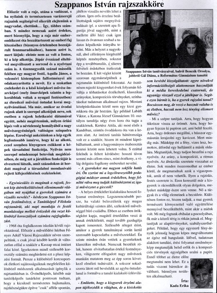 Szappanos István rajzszakköre / Kada Erika. - In: Köztér, 2001. január