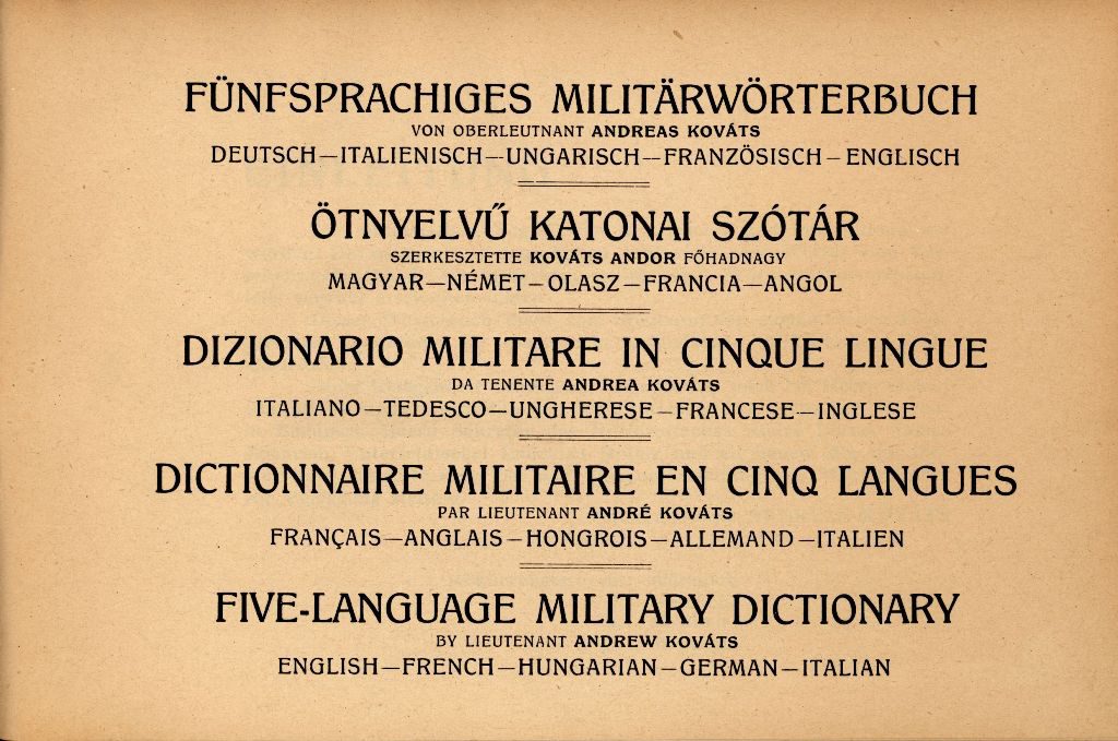 Ötnyelvű katonai szótár