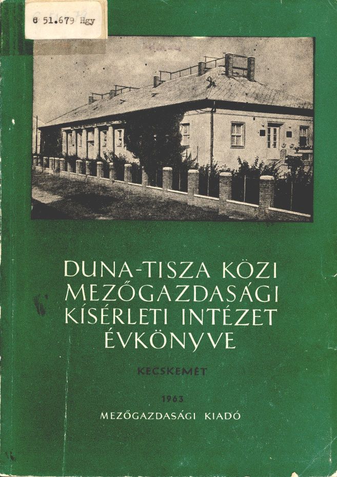 Duna-Tisza Közi Mezőgazdasági Kísérleti Intézet évkönyve, 1963.