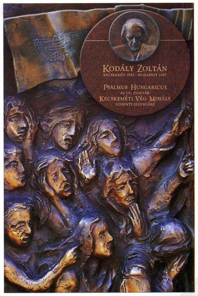 A Psalmus Hungaricus emlékmű Kecskeméten. Szemök Zsuzsa szobrászművész alkotása, 2007