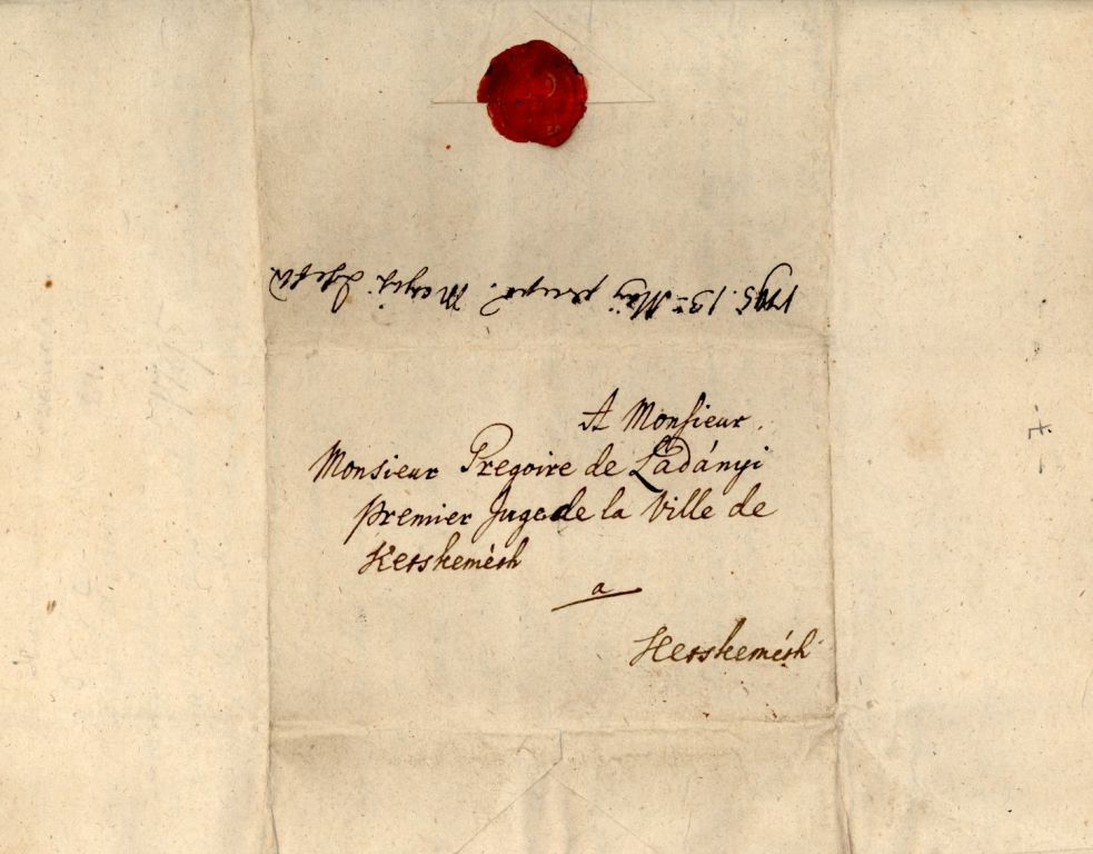 Mátyási József 1795. márciusi levele Kecskemét főbírájához.
